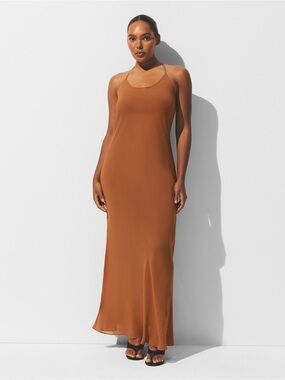 SKIMS Sheer Cover Up Long Halter Slip Dress